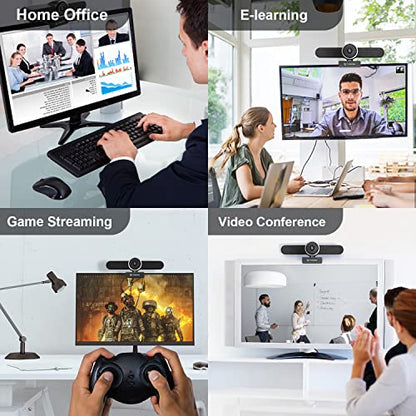 TONGVEO 4K Webcam Conference Call Room Web Camera with Dual Microphones &Speaker, | All-in-One USB Video Camera, 116° Wide Angle, AI Auto Framing | Compatible with Zoom, OBS