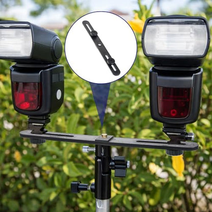 2 Pcs Dual Selfie Light Holder Tripod Mount Stand 10 '' Flash Bracket Dual Camera Mount Extension Bar 1/4 Screw Tripod Mounts Straight Flash Brackets for DSLR Camera LED Light Video Microphone
