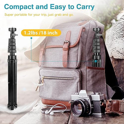 Aureday 67" Phone Tripod, Extendable Cell Phone and Camera Tripod Stand with Wireless Remote & Phone Holder, Aluminum Selfie Stick Tripod - color: Black, size: 67in