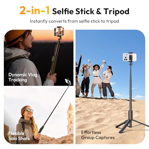 Phone Tripod Selfie Stick, ULANZI SK27 61" Extendable Selfie Stick for iPhone/Android with Wireless Remote Cold Shoe Mount, Portable Phone Tripod Stand for Video Recording, Stream, Travel, Vlogging - size: 61"-Phone Clamp