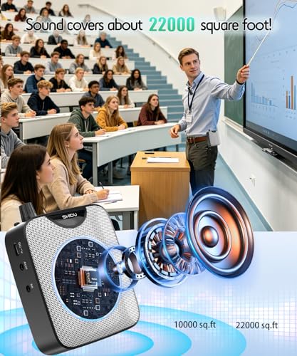 SHIDU 35W Power Voice Amplifier with Bluetooth Wireless Lavalier Microphone, Portable Teacher Mic with Speaker Personal Clip On Microphone System for Teacher Meeting Training-M500 (Black) - color: Black