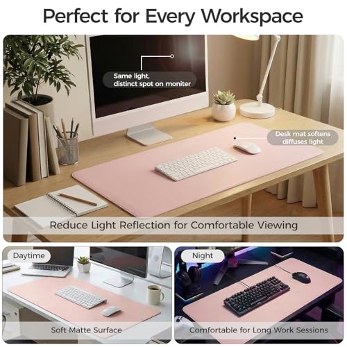 Silicone Desk Mat for Minimal, Creative, Vanity Desk – Reduces Glare, Comfortable Viewing – Writable, Non-Slip, Waterproof, Roll-Up – Food-Grade Platinum-Cured Silicone, Gift Tube（Blush Pink） - color: Blush Pink