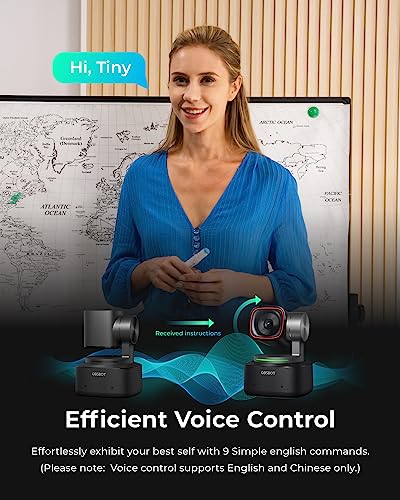 OBSBOT Tiny 2 Webcam 4K Voice Control PTZ, AI Tracking Multi-Mode & Auto Focus, Web Camera with 1/1.5" Sensor, Gesture Control, 60 FPS, HDR Light Correction, Webcam for PC, Streaming, Meeting, etc.