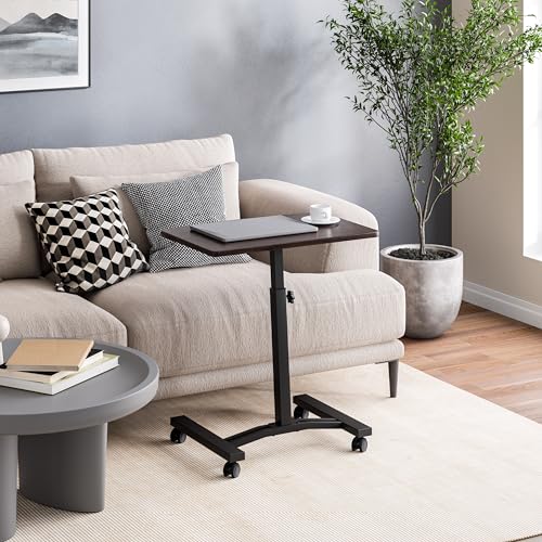 Seville Classics WEB162 Mobile Laptop Computer Desk Cart Height-Adjustable from 20.5" to 33", Slim, Walnut - color: Walnut, size: Flat (24") (NEW MODEL)