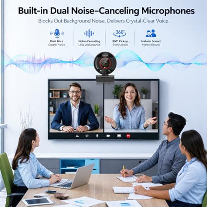 4K Webcam with Microphone for PC Laptop 1080P@60fps Web Cam with Privacy Cover for Streaming with PDAF 8X Digital Zoom for Desktop Camera for Mac Windows USB Web Cam for Teams/Twitch/Zoom/Meeting - size: 4K webcam