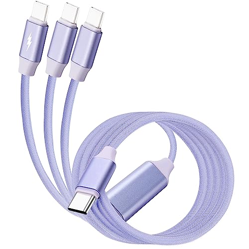XMSJSIY 6A USB C to USB C Cable Splitter Fast Charging Cord 66W Type C Male 1 to 3 Male Multi Quick Charger Data Wire for Laptop/Tablet/Phone-1.5M/4.9FT