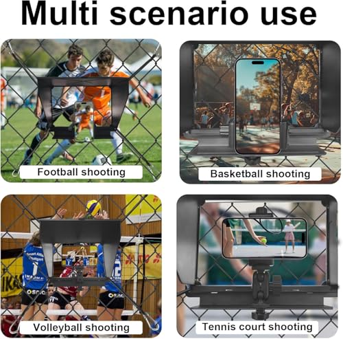 Cell Phone Fence Mount with Shade Game Recording Mounting Kit Compatible with iPhone, Mevo Start, Insta 360 and Other Action Cameras for Recording Baseball (Upgrade Style)