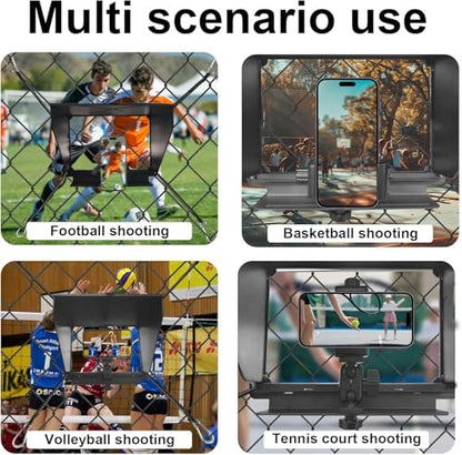 Cell Phone Fence Mount with Shade Game Recording Mounting Kit Compatible with iPhone, Mevo Start, Insta 360 and Other Action Cameras for Recording Baseball (Upgrade Style)