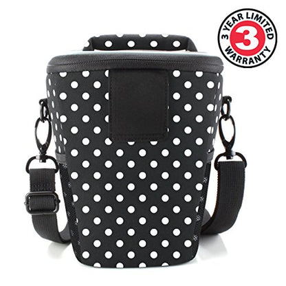 USA Gear DSLR Camera Case for Men and Women with Top Loading Accessibility, Adjustable Shoulder, Small Camera Sling Bag, Padded Handle - Camera Holster Bag for Nikon, Canon, Panasonic (Polka Dot) - color: Polka Dot