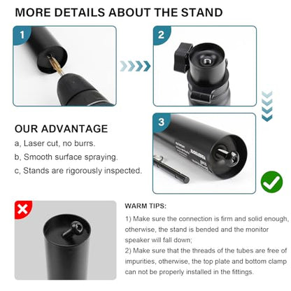Vondynote Studio Monitor Stands Pair Heavy Duty Desk Clamp Speaker Stands with Adjustable Tilt Angle Tray of 0-12 °