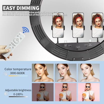 25 '' Ring Light Wall Mount with Phone Holder, Rotatable Triangle Boom Arm Overhead Light Stand for Photography Lighting Studio, Live Streaming, Salon, Barber Light, Beauty Tattoo Light