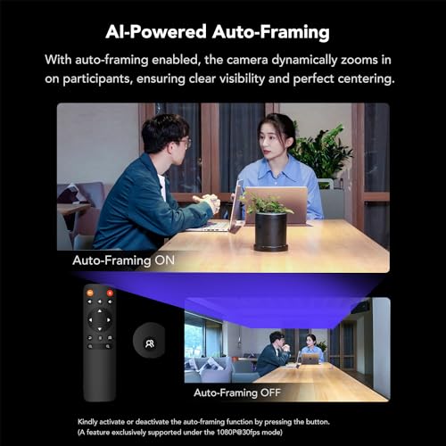 NEARITY C45 2K Video Conference Webcam with Microphone and Speaker, All-in-One Camera with 4 Noise Cancelling Microphone, 5X Zoom FHD Webcam AI Auto-Framing Plug-and-Play for Zoom/Teams/Google Meet - color: Blue