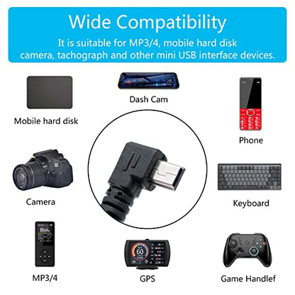 Short Mini USB Charging Cable 9inch, Left Angle Mini USB Male to USB 2.0 Type A Male Data Sync and Charge Cable, for Dash Cam, DigitalCamera, Hard Drive, MP3 Player, Phone (2Pcs) - style: 2Pcs Mini USB - Left Angle