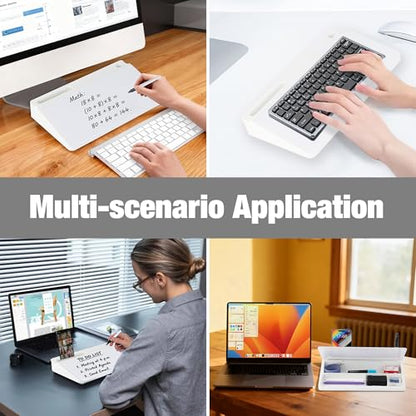 11.8×7” Small Glass Desktop Whiteboard, Dry Erase Note Memo Board, Desk Organizer with Storage for Desk, Office, White - color: White Small Basic
