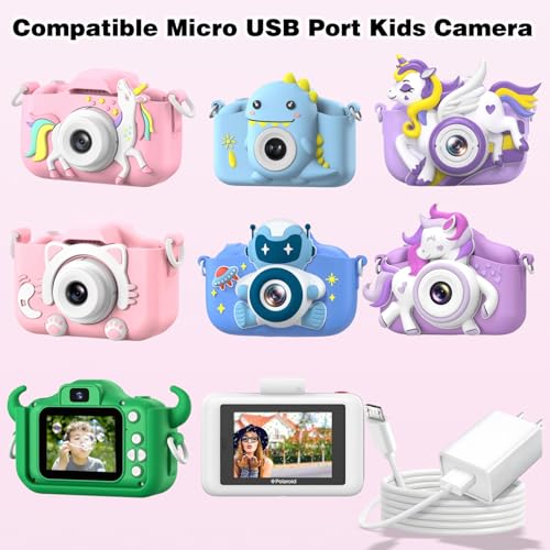 Kids Camera Charger, 5V1A Wall Charger with 5FT USB to Micro USB Charging Cable, Compatible Goopow Gofunly Hangrui Kids Digital Instant Print Camera Toys & Toddler Cameras 5v 1a Power Adapter White - color: white+micro usb cable
