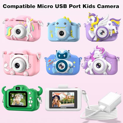Kids Camera Charger, 5V1A Wall Charger with 5FT USB to Micro USB Charging Cable, Compatible Goopow Gofunly Hangrui Kids Digital Instant Print Camera Toys & Toddler Cameras 5v 1a Power Adapter White - color: white+micro usb cable