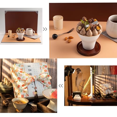 Tabletop Photo Background Kit for Small Product Photography, 10 Pcs 20 Patterns Backdrop Papers with Blind & Grid Shadow Props, 16.5 x 11.7 in for Food, Jewelry, Beauty & UGC Photos