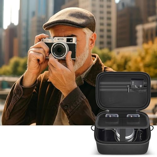 GWCASE Digital Camera Case Compatible with Fujifilm X100VI X100V X100F X100S X-E5, Portable Travel Carrying Bag Fits Camera with Strap & Protective Cover, 6mm Thickened EVA Protective Shell,Case Only - style: For Device With Protective Case & Strap