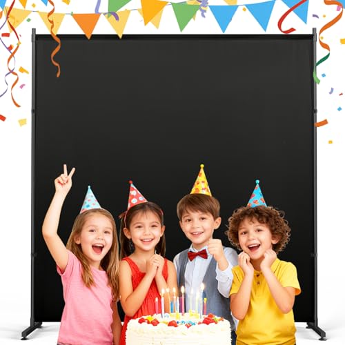 Black Photography Backgroud/Backdrop –Width Adjustable Thick & Opaque Fabric for Studio, Party, or Video Backdrop– Perfect for Single Panel Room Divider/Privacy Screen (Black, 6FT X 6FT) - color: Black