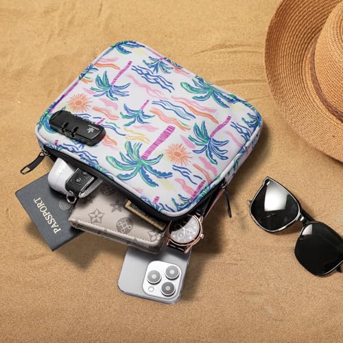 KOSMCCO Beach Locking Bag, Portable Safe, 9x7.5 Inch, Beach Day | Anti-Theft Design, Security Cable Included, Holds Phone Wallet and Keys, Ideal for Beach Pool Cruise and Travel - color: Beach Day