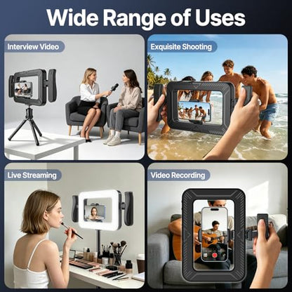 yAyusi Handheld Cell Phone Stabilizer with Light,Phone Light for Video Recording with Handle,3600mAh LED Selfie Ring Light for Phone with Phone Holder,Smartphone Video Rig for Camera,Vlog,TikTok