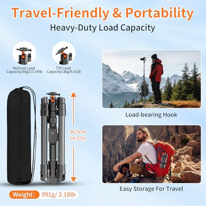 XXZU 75" Camera Tripod,Tripod For Camera Phone with Remote & 360° Ball Head,Aluminum Phone Tripod/Monopod,Camera Stand Tripod for iPhone/Canon/Nikon/DSLR/Digital Camera Accessory Kits,Max Load 17.64lb - size: 75in