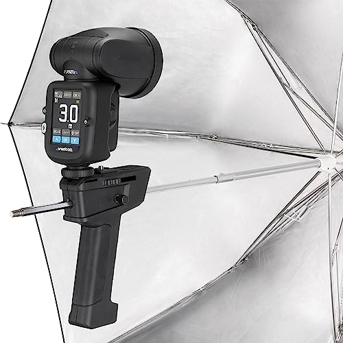 Westcott ProGrip 2 - Mount Portable Speedlights and Off-Camera Flashes for Photographers | Handheld Flash Mount with Cold Shoe and 1/4-20 Threads, 9mm Umbrella Shaft, Supports Up to 6 Lb, Includes FJ200 Insert