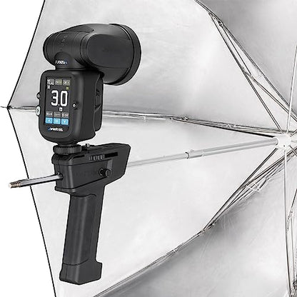 Westcott ProGrip 2 - Mount Portable Speedlights and Off-Camera Flashes for Photographers | Handheld Flash Mount with Cold Shoe and 1/4-20 Threads, 9mm Umbrella Shaft, Supports Up to 6 Lb, Includes FJ200 Insert
