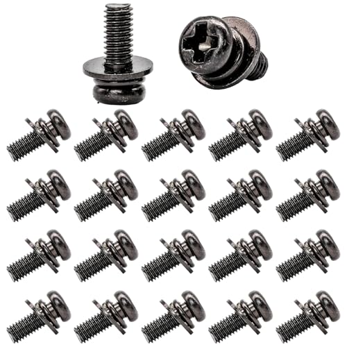 20 PCS Vesa Screws, VESA Compatible M4x10mm TV/Monitor Wall Mount Screws for 75x75mm and 100x100mm Brackets. Phillips Head M4 x 10mm Black with Washers - size: M4, style: 20 PCS