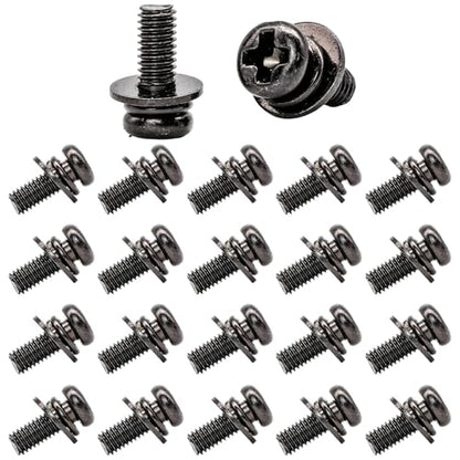 20 PCS Vesa Screws, VESA Compatible M4x10mm TV/Monitor Wall Mount Screws for 75x75mm and 100x100mm Brackets. Phillips Head M4 x 10mm Black with Washers - size: M4, style: 20 PCS