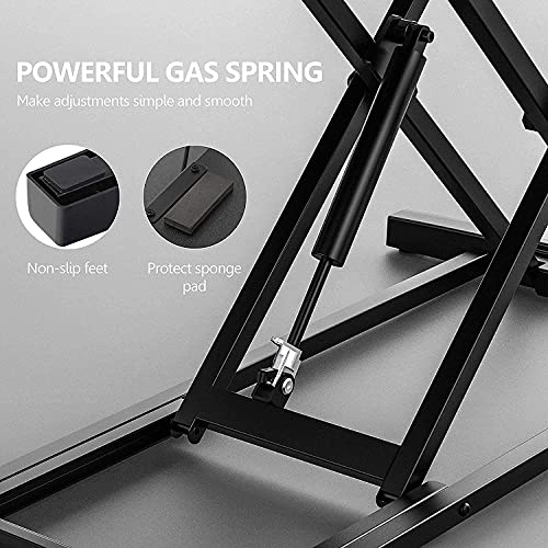 FITUEYES Height Adjustable Standing Desk 36” Wide Sit to Stand Converter Stand Up Desk Tabletop Workstation for Laptops Dual Monitor Riser White SD309103WW - color: White