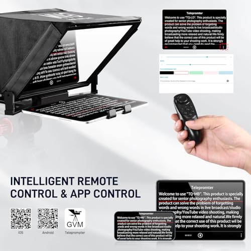 GVM 12" Teleprompter kit with Remote Control & App, Collapsible Teleprompter for iPad Tablet Phone DSLR Camera, Prompter with Carry Case, HD Refective Display, for Video Recording/Vlogger - size: 12inch