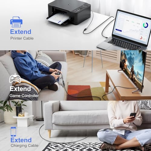 USB 3.0 Extension Cable, 4Pack [6ft] USB A Male to Female Braided Extender Cord 5Gbps Fast Data Transfer for Hard Drive, Keyboard, Mouse, Webcam, USB Flash Drive, Printer - Black