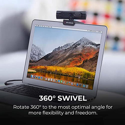 AVerMedia PW315 TAA/NDAA Compliant 1080p 60fps Webcam – Wide-Angle USB Camera with Dual Mics & AI Auto Framing, Fixed Focus HD Webcam for PC/Mac, Zoom, Teams, Google Meet, Streaming, Content Creation - style: PW315 - 1080p60 fixed focus