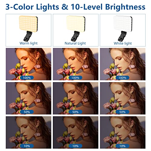 ALTSON 60 LED Portable Selfie Light Video Conference Lighting with Clip & Camera Tripod Adapter Rechargeable 2200mAh CRI 97+, 3 Light Modes for Phone iPhone Webcam Laptop Photo Makeup - color: Black