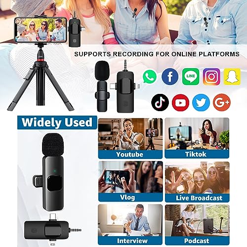 Wireless Lavalier Microphone Set, Omnidirectional High Sensitivity Pickup, Rechargeable Lithium Battery Design, One-Click Connection, Intelligent Noise Reduction, Ideal for Indoor Use