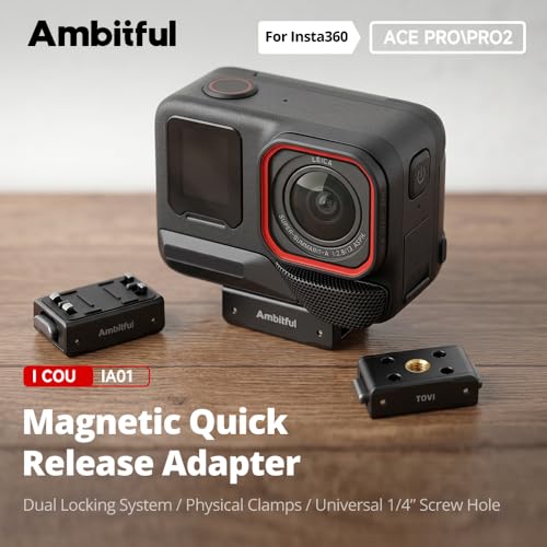 AMBITFUL IA01 Magnetic Quick Release Mount Base, 1/4 Inch Camera Adapter Base for Insta360 Action Cameras, Compact Quick Swap Mount for Tripod, Selfie Stick, Extension Pole and Camera Rig - color: 1/4" Screw Mount