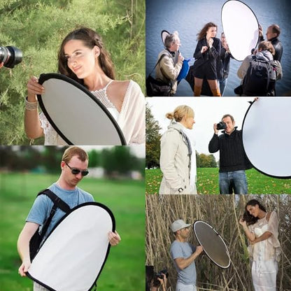 2 in 1 Lighting Reflectors Portable Collapsible Round Light Reflector Water-Resistant Photography Outdoor Lighting Portrait Fill Light (Silver, 30cm)