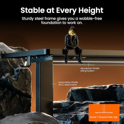 ErGear Height Adjustable Electric Standing Desk, 40 x 24 Inches Sit Stand up Desk, Memory Computer Home Office Desk, Carbon Fiber Black - color: Carbon Fiber Black, size: 39.4 X 23.6 Inches