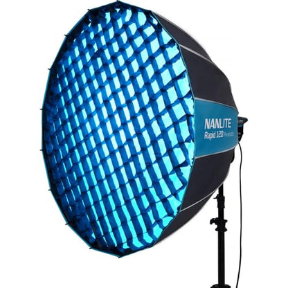 Nanlite SB-RP-90/120 Rapid Parabolic Softbox 90–120 cm for Bowens Mount – Deep Parabolic Modifier with Quick-Setup Rods for LED & Strobe Lights (SB-RP120) - size: SB-RP120