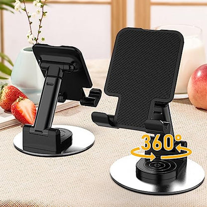 Meetuo Rotatable Cell Phone Stand for Desk, Phone Holder | Height Angle Adjustable, Portable Phone Stand, Compatible for Smartphones iPhone, Desktop