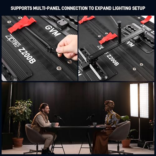 GVM Flexible LED Light Panel with Bluetooth Control, 200W Photography Light with Zipper Splicable, 2700K-6800K, Ultra-Thin 12"x36" Video Light with Softbox for Studio, Film, Vlog, Photography