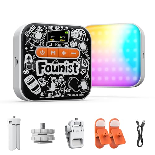 RGB Video Light with Tripod & Phone Clip, Portable LED Camera Light 2500K–9000K, 22 Scene Modes, Rechargeable On-Camera Lighting for Phone Vlogging, Streaming, TikTok, YouTube