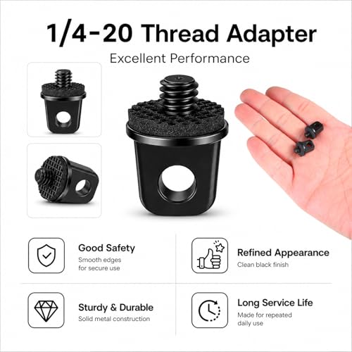 2 Pcs 1/4"-20 Holder Camera Fixing Screw Camera Neck Strap Screw Quick Install Metal Screws Connecting Adapters with Rubber Padded for Tripod DSLR Cameras Shoulder Straps Wrist Straps Selfie Sticks