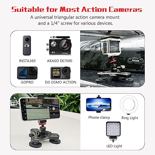 ULIBERMAGNET Magnetic Action Camera Mount,100LB Solid Aluminum Magnetic Mount Tripod with Mini Ball Head,Strong Rubber Coated Magnet with 1/4’’-20 Male Thread Stud for GoPro,Security Camera - style: 100LB Triangle Magnetic Camera Mount
