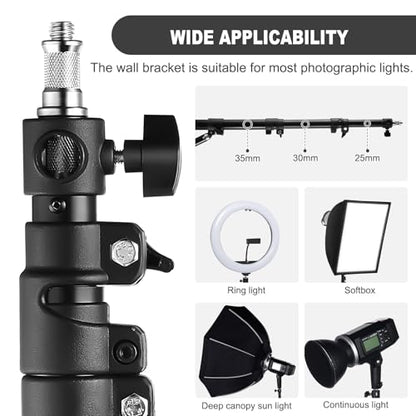 LOMTAP Ring Light Wall Mount Adjustable 45.7" Boom Arm Stand for Photography Lighting Studio, Camera Triangle Wall Mount, Sturdy Alloy Support for Salon, Tatto Light, Barber Shop, Strobe