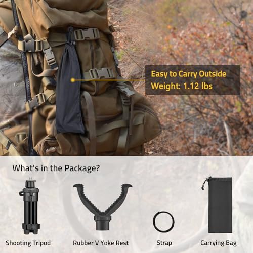 CVLIFE Shooting Rest Tripod - Adjustable Height, 360 Degree Rotation, V Yoke Stand - Portable Rifle Rest for Target Shooting, Hunting and Outdoor Activities - size: 11.8-25"