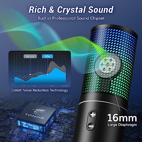 TONOR USB Podcast Microphone, Gaming PC Studio Streaming Mic Kit for Gamer, Recording Condenser Equipment Cardioid Microfono for Singing, YouTube, 200 cm/78inch Cable, with Adjustable Arm Stand, Q9S - style: Q9S