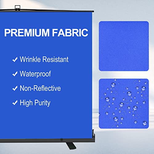 Emart 77in x 92in Collapsible Blue Backdrop Retractable Chromakey Photo Background with Solid Aluminium Base, Auto-Locking Frame, Wrinkle- Resistant Fabric for Video Studio, Live Game,Streaming - color: Blue, size: 77x92in
