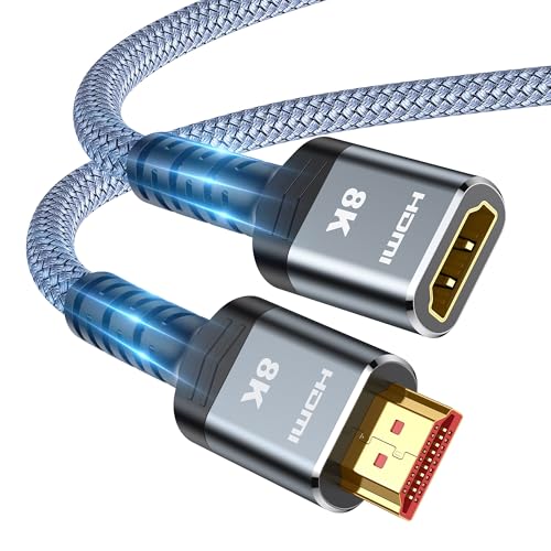 Highwings 8K 4K HDMI Extender Cable, Short HDMI Extension Cable 2.1 4K@30Hz/ 60Hz/ 120Hz, Ultra high Speed HDMI Adapter Male to Female Compatible with PS5 Roku Stick Blu Ray Player HDTV Laptop 5FT - color: Grey, size: 5 feet, style: 8k 1pack